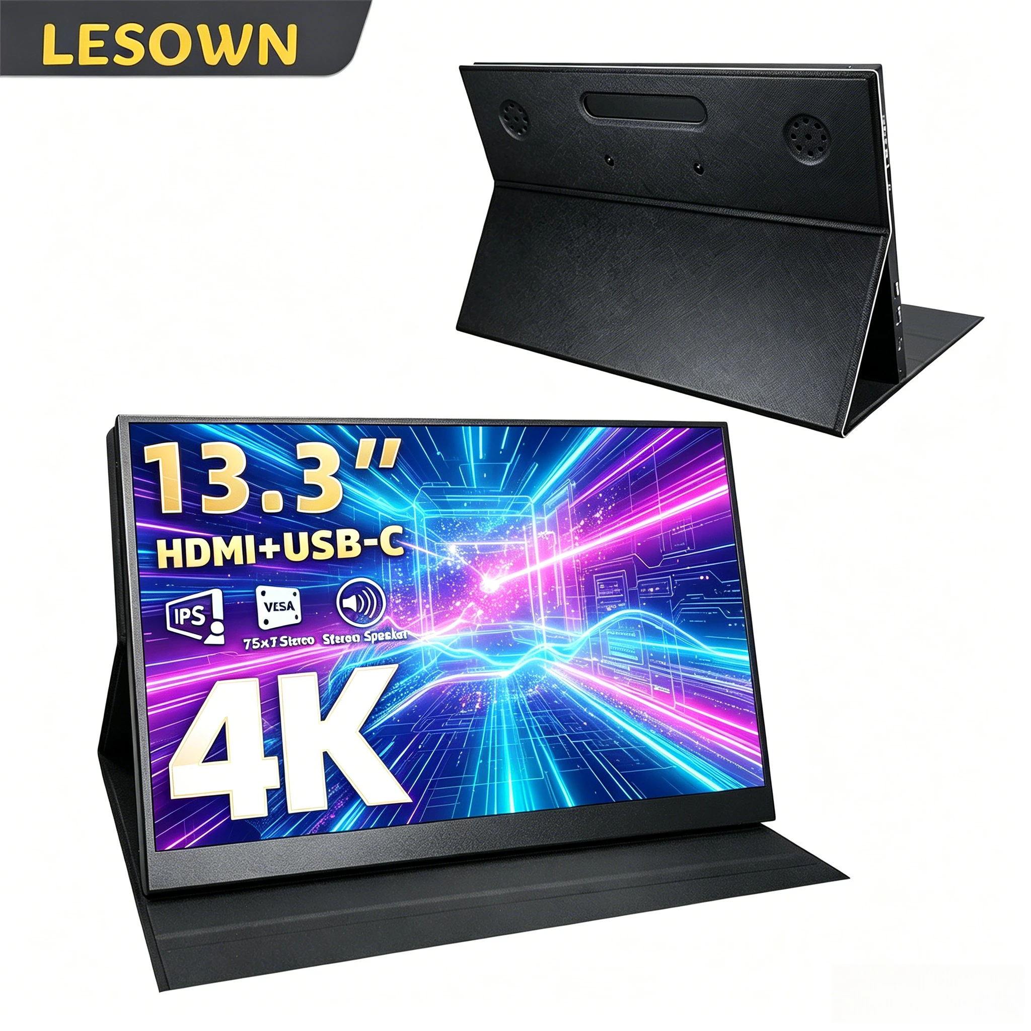 LESOWN 2.5K Portable Monitor 16:10 WQXGA Extended External Screen Aluminum VESA75 Display with Speaker for Laptop PC
LESOWN 2.5K Portable Monitor 16:10 WQXGA Extended External Screen Aluminum VESA75 Display with Speaker for Laptop PC