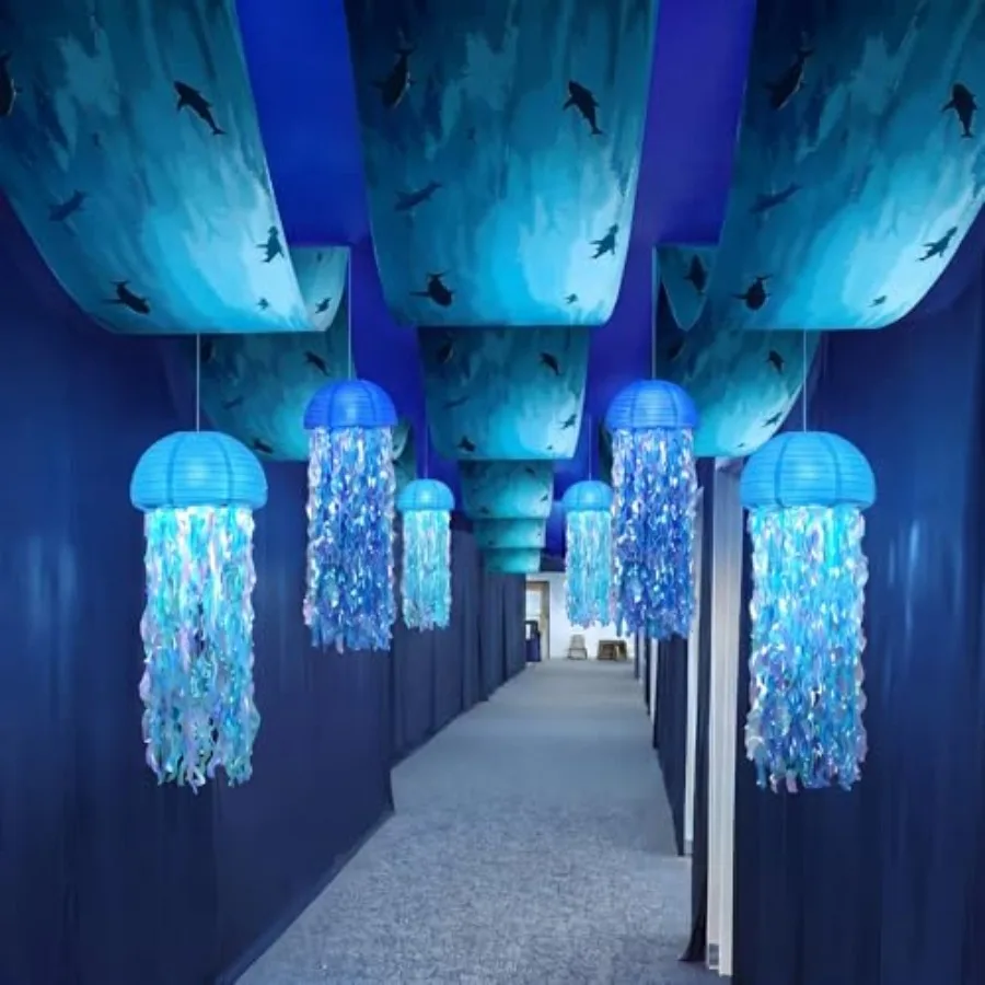 12 Pcs Under the Ocean Classroom Ceiling Decorations Include 6 Jellyfish Paper Lanterns 6 Pcs 2 x 12 ft Sea Ceiling Covers for
12 Pcs Under the Ocean Classroom Ceiling Decorations Include 6 Jellyfish Paper Lanterns 6 Pcs 2 x 12 ft Sea Ceiling Covers for