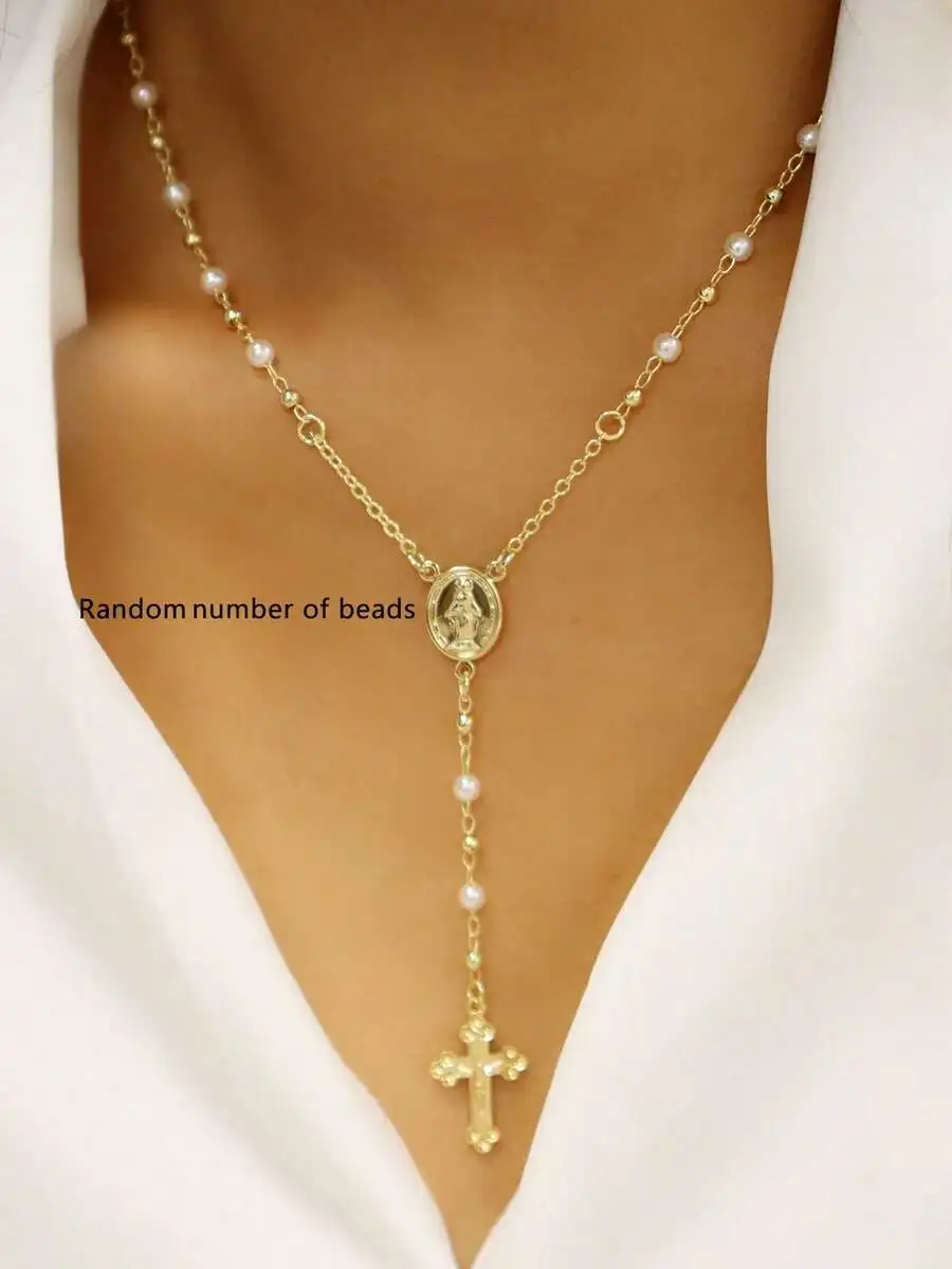 Vintage Cross And Virgin Mary Pendant Two Layer Pearl Y Necklace For Women
Vintage Cross And Virgin Mary Pendant Two Layer Pearl Y Necklace For Women