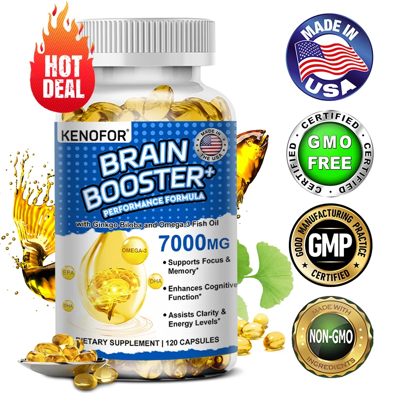 Omega 3 Fish Oil - 1200mg EPA + 600mg DHA, with 1600mg Ginkgo Biloba, for Heart Health, Brain & Immune System Health Supplement
Omega 3 Fish Oil - 1200mg EPA + 600mg DHA, with 1600mg Ginkgo Biloba, for Heart Health, Brain & Immune System Health Supplement