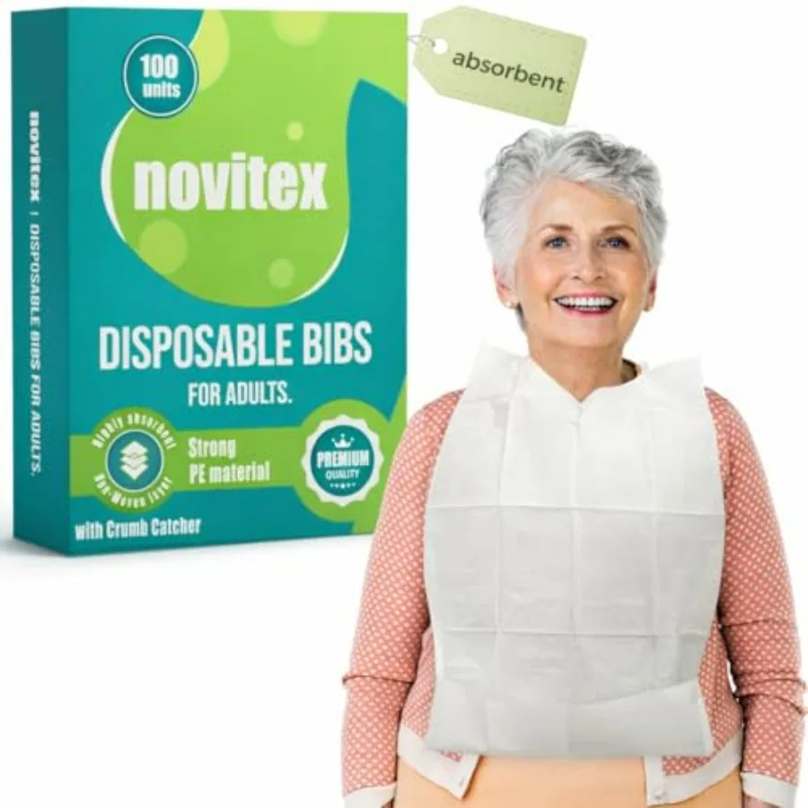 Disposable Bibs for Adults - Large, Firm PE Plastic, High Absorbent Bib with Pocket- Ideal for Adult: Men, Women and Senior- Gr
Disposable Bibs for Adults - Large, Firm PE Plastic, High Absorbent Bib with Pocket- Ideal for Adult: Men, Women and Senior- Gr