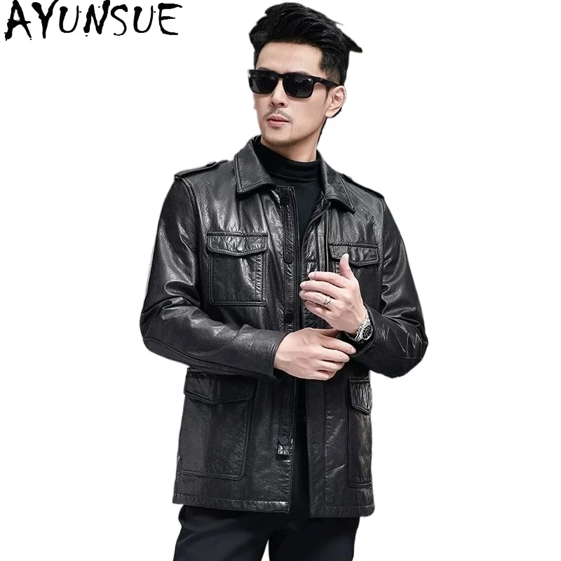 AYUNSUE High Quality Oil-waxed Cowhide Leather Coat Man Clothing 2026 Fashion 100% Genuine Leather Jacket Men Laple Casual Coats
AYUNSUE High Quality Oil-waxed Cowhide Leather Coat Man Clothing 2026 Fashion 100% Genuine Leather Jacket Men Laple Casual Coats
