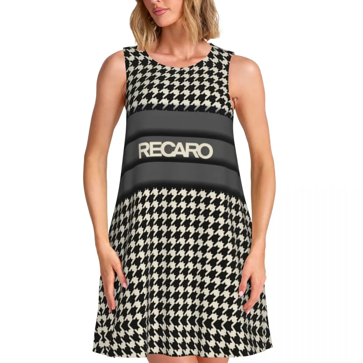 Custom For Travels Seat Houndstooth Upholstery Pattern Recaros Women's Sleeveless Dress For Beach Beach Casual Sleeveless Dress
Custom For Travels Seat Houndstooth Upholstery Pattern Recaros Women's Sleeveless Dress For Beach Beach Casual Sleeveless Dress