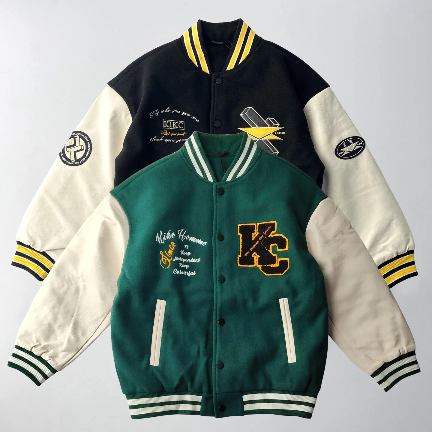 Winter down Jacket Baseball Collar Simple PU Leather Splicing Embroidery Warm Outerwear Coat Men's Women's Casual Style Short
Winter down Jacket Baseball Collar Simple PU Leather Splicing Embroidery Warm Outerwear Coat Men's Women's Casual Style Short