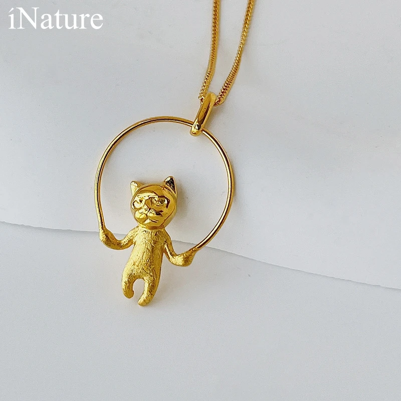 INATURE Cute Skipping Cat Pendant Necklaces For Women Fashion 925 Sterling Silver Necklaces Jewelry
INATURE Cute Skipping Cat Pendant Necklaces For Women Fashion 925 Sterling Silver Necklaces Jewelry