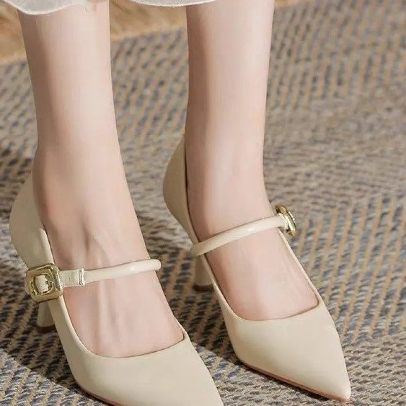 Pointed Toe Women High Heels Shallow Slip On Belt Buckle Thin Mid Heels New Arrivals Dress Work Pumps Size 35-40 Fashion Simple
Pointed Toe Women High Heels Shallow Slip On Belt Buckle Thin Mid Heels New Arrivals Dress Work Pumps Size 35-40 Fashion Simple
