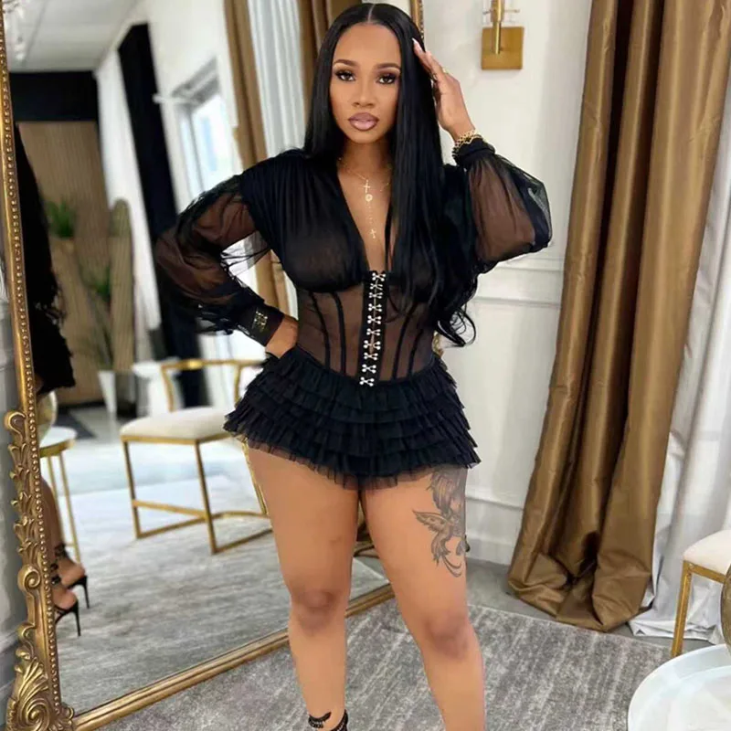 Doyerl See Through Mesh Rompers and Jumpsuits for Woman Sexy Night Club Birthday Outfits Lantern Sleeve Ruffles Playsuit Shorts
Doyerl See Through Mesh Rompers and Jumpsuits for Woman Sexy Night Club Birthday Outfits Lantern Sleeve Ruffles Playsuit Shorts