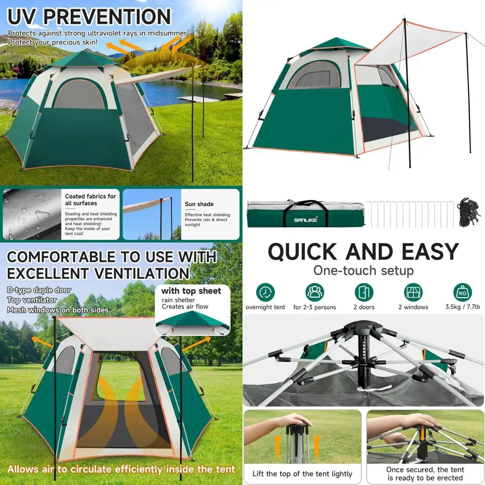 Быстросборная палатка для кемпинга на 2-4 человека - легкая палатка для походов и семейных путешествий
Быстросборная палатка для кемпинга на 2-4 человека - легкая палатка для походов и семейных путешествий