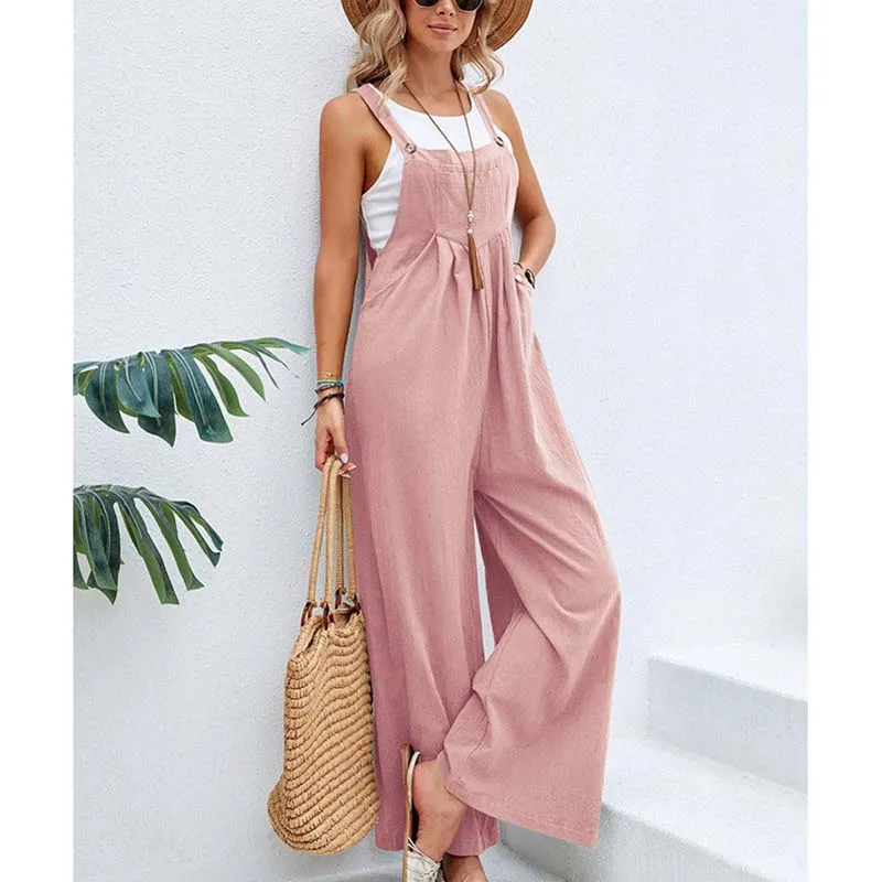 Women Casual Straps Jumpsuits Summer Autumn Harajuku Slim Wide Leg Trousers Dungaree Bib Overalls Elegant Sleeveless BF Jumpsuit
Women Casual Straps Jumpsuits Summer Autumn Harajuku Slim Wide Leg Trousers Dungaree Bib Overalls Elegant Sleeveless BF Jumpsuit