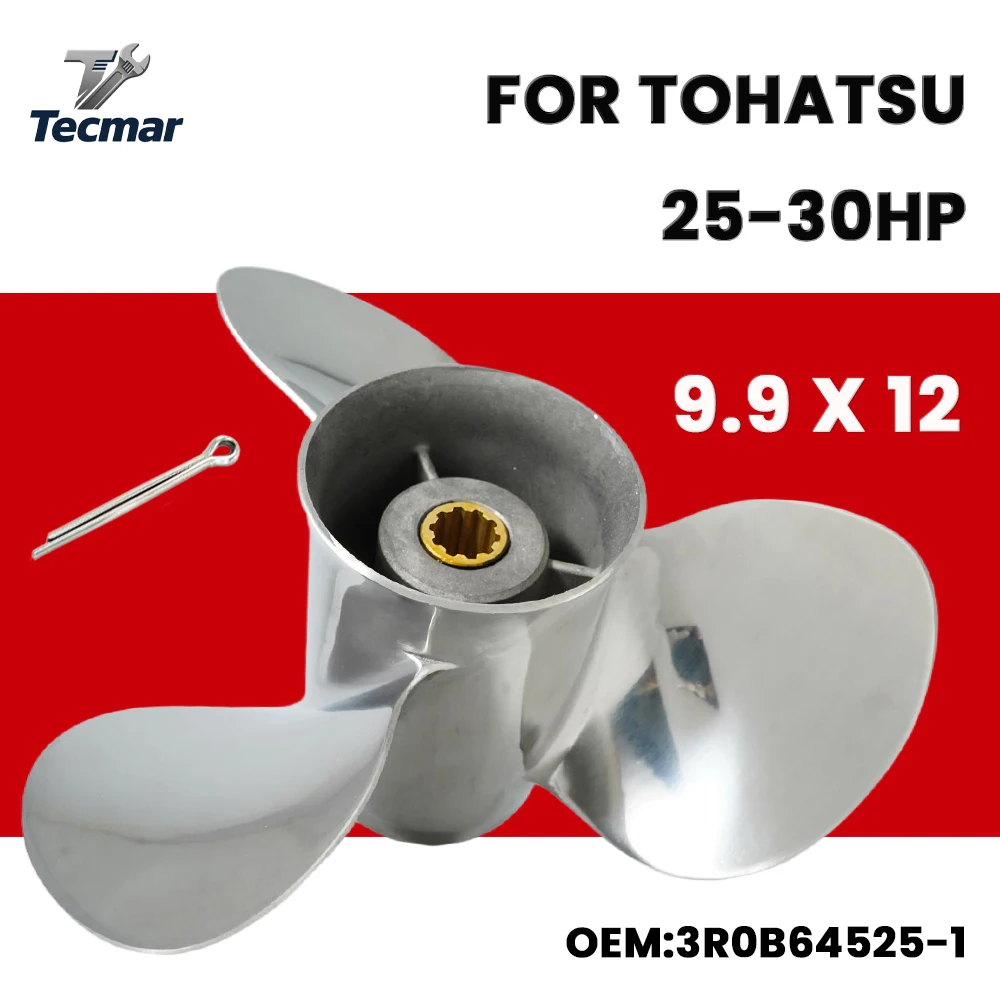 High Quality Stainless Steel Propeller 12 Inch 9.9*12 for Tohatsu 25hp 30hp Outboard Motor 10 Spline 3R0B64525-1
High Quality Stainless Steel Propeller 12 Inch 9.9*12 for Tohatsu 25hp 30hp Outboard Motor 10 Spline 3R0B64525-1