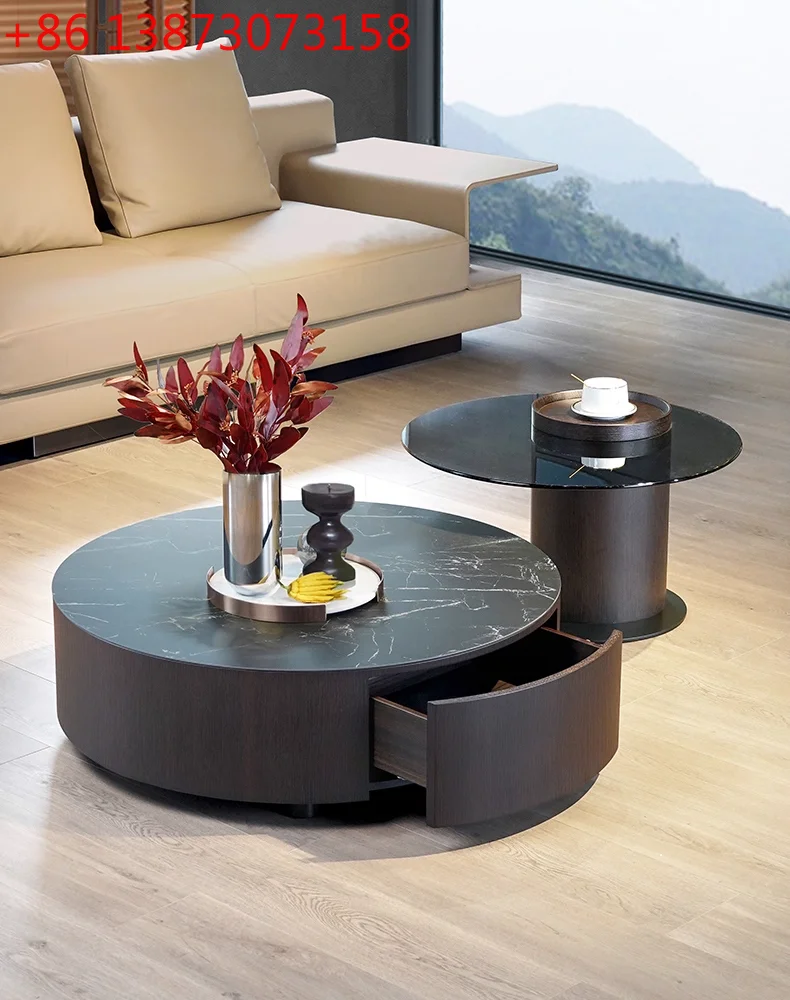 Round Italian minimalist rock slab coffee table Living room household glass combination coffee table FT
Round Italian minimalist rock slab coffee table Living room household glass combination coffee table FT