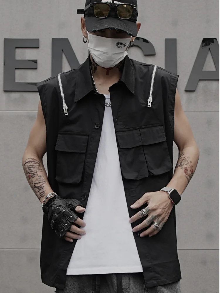 Asymmetric Zipper Pocket Vest Dark Hip Hop Mechanical Style Sleeveless Waistcoat Pu Shuai Design Sense All-Matching Work Clothes
Asymmetric Zipper Pocket Vest Dark Hip Hop Mechanical Style Sleeveless Waistcoat Pu Shuai Design Sense All-Matching Work Clothes