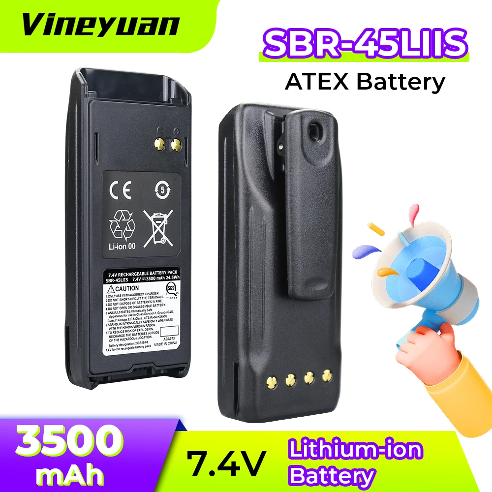 7.4V 3500mAh SBR-45LIIS ATEX Replacement Battery With Belt Clip for Standard Horizon HX400 HX400IS Handheld VHF Marine Radios
7.4V 3500mAh SBR-45LIIS ATEX Replacement Battery With Belt Clip for Standard Horizon HX400 HX400IS Handheld VHF Marine Radios