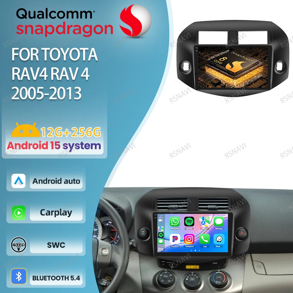Car Radio Android 15 For Toyota RAV4 RAV 4 2005-2013 BT Qualcomm Head Unit GPS DSP Stereo Autoradio Wireless Carplay Auto 4G LTE
Car Radio Android 15 For Toyota RAV4 RAV 4 2005-2013 BT Qualcomm Head Unit GPS DSP Stereo Autoradio Wireless Carplay Auto 4G LTE
