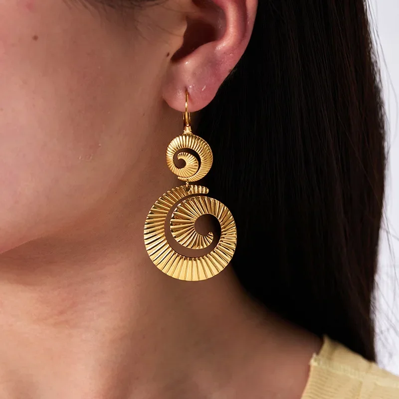 Retro Spiral Texture Earrings For Women, Circle Hoop Eardrop,Stainless Steel Earrings Trendy Jewelry Gifts
Retro Spiral Texture Earrings For Women, Circle Hoop Eardrop,Stainless Steel Earrings Trendy Jewelry Gifts