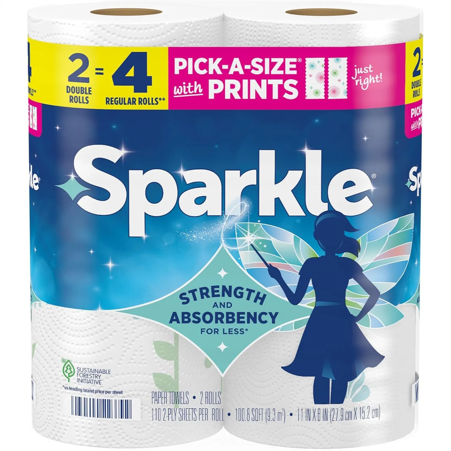 Strong 2-Ply Paper Towels for Kitchen Cleanup and Everyday Messes, 2 Double Rolls, Pick-A-Size Sheets
Strong 2-Ply Paper Towels for Kitchen Cleanup and Everyday Messes, 2 Double Rolls, Pick-A-Size Sheets