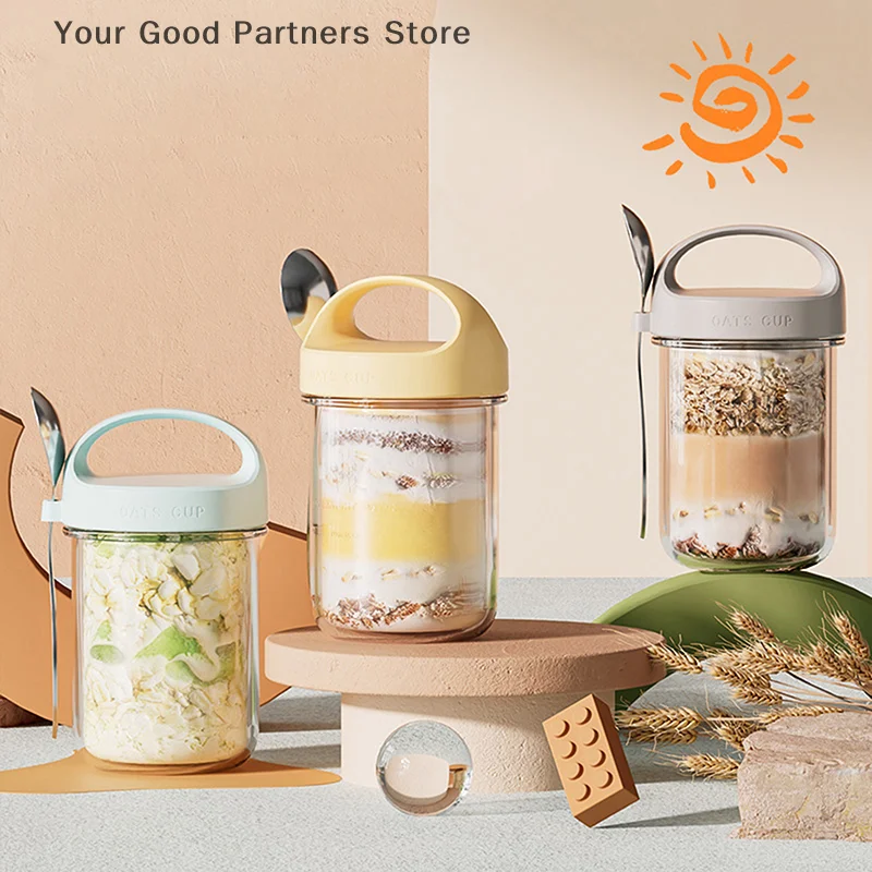 430ML New Breakfast Cups Oatmeal Cereal Nut Yogurt Salad Cup Leakproof Glass Oats Container With Lid Spoon Food Storage Box
430ML New Breakfast Cups Oatmeal Cereal Nut Yogurt Salad Cup Leakproof Glass Oats Container With Lid Spoon Food Storage Box