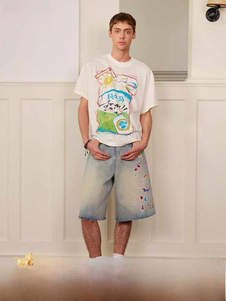 Футболка из чистого хлопка и бамбука с эффектом укороченных рукавов и спущенным плечом, универсальная, для молодежи, мужчин и женщин, летняя
Футболка из чистого хлопка и бамбука с эффектом укороченных рукавов и спущенным плечом, универсальная, для молодежи, мужчин и женщин, летняя