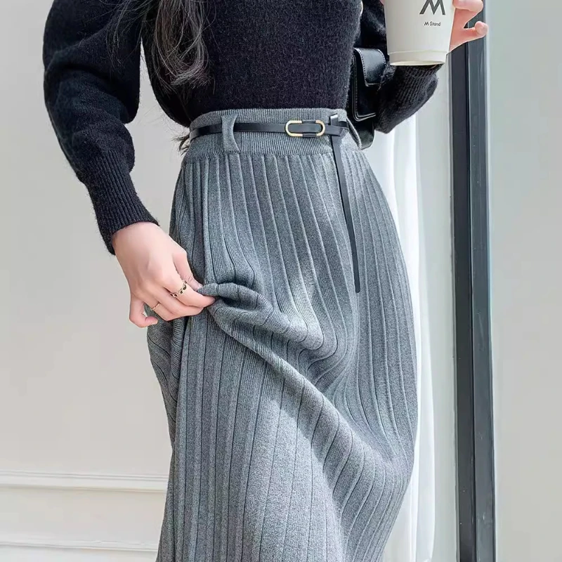Autumn Women's Knit Skirt Pleated Grey Long Skirt Slimming Wool Straight Skirt High Waist Skirt Female Pure Knitted Skirt
Autumn Women's Knit Skirt Pleated Grey Long Skirt Slimming Wool Straight Skirt High Waist Skirt Female Pure Knitted Skirt