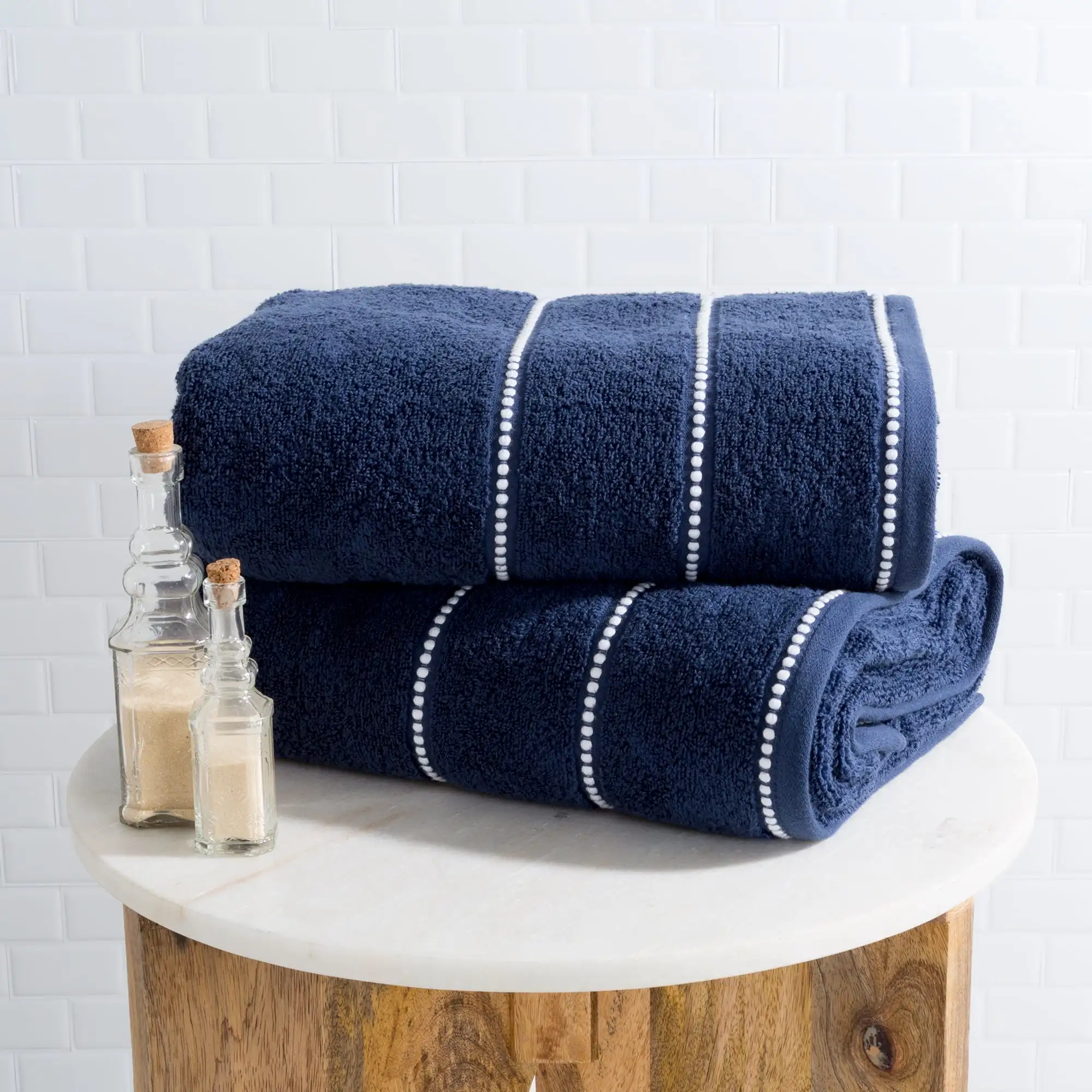 Luxury Cotton Towel Set- 2 Piece Bath Sheet -100% Zero Twist Cotton, Quick Dry (Navy/White)
Luxury Cotton Towel Set- 2 Piece Bath Sheet -100% Zero Twist Cotton, Quick Dry (Navy/White)