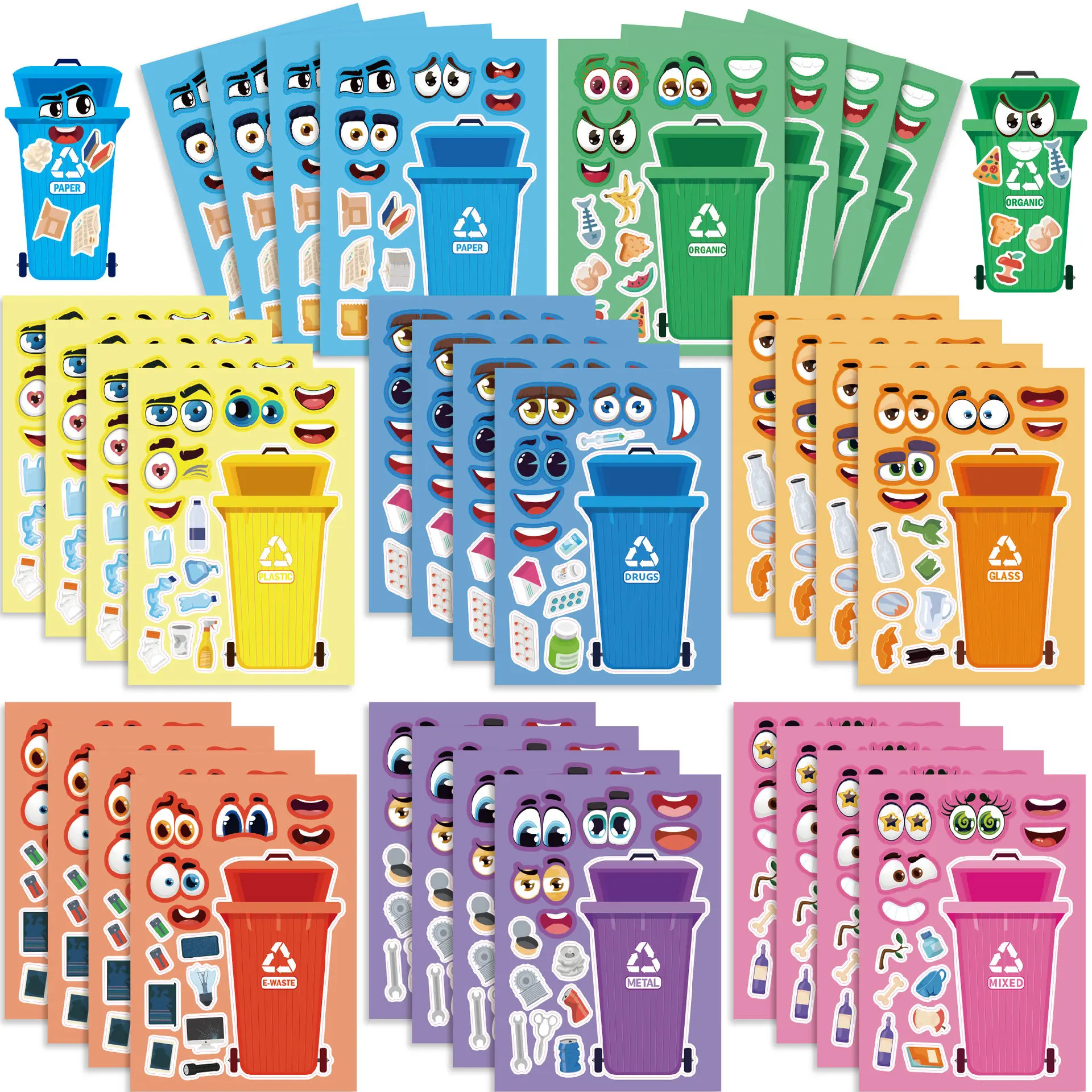 8/16Sheets Trash Can Environmental Sanitation Make a Face Puzzle Stickers Parent-Child Interactive Puzzle Party Kid Boys Gifts
8/16Sheets Trash Can Environmental Sanitation Make a Face Puzzle Stickers Parent-Child Interactive Puzzle Party Kid Boys Gifts