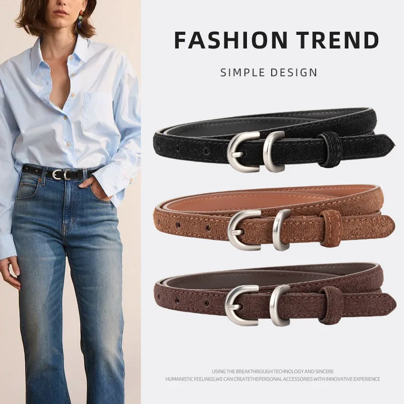 Pin Buckle Double Ring Women's Belt, Trendy Matte Suede, High-End and Versatile, Slim Waist Belt for Jeans
Pin Buckle Double Ring Women's Belt, Trendy Matte Suede, High-End and Versatile, Slim Waist Belt for Jeans