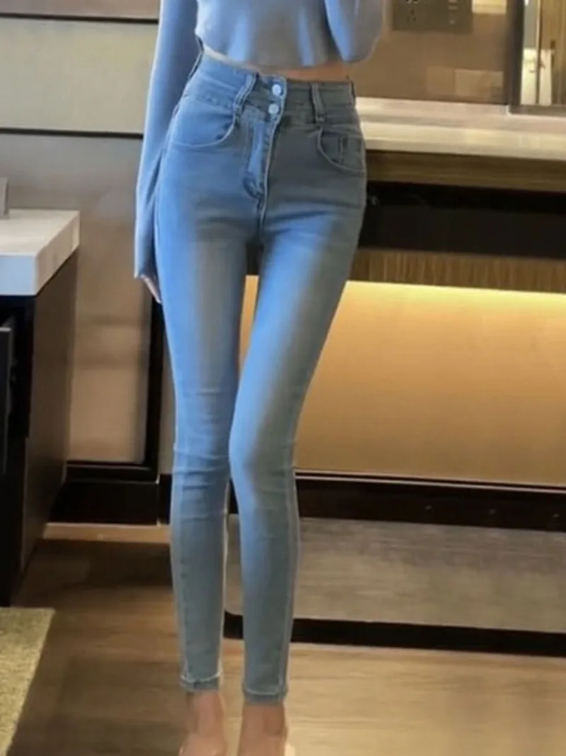 Trendy High-Waist Light Blue Elastic Women's Jeans Spring Summer New Sle Slim Fit Pencil Pants Cotton Stretch Denim
Trendy High-Waist Light Blue Elastic Women's Jeans Spring Summer New Sle Slim Fit Pencil Pants Cotton Stretch Denim