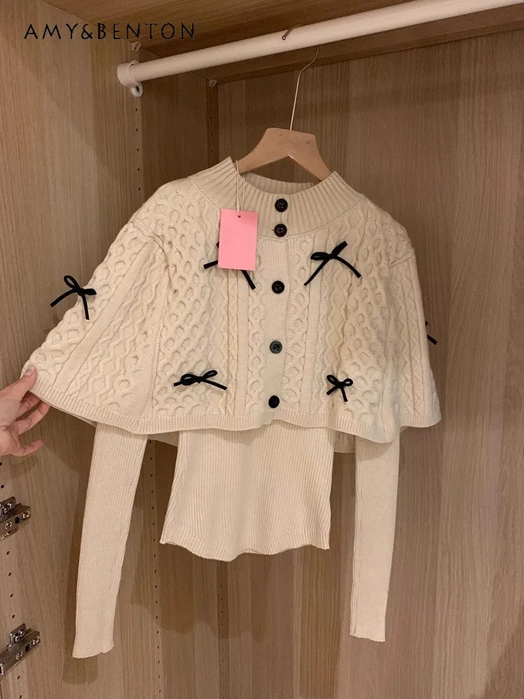 Осень-зима 2024, новый женский черный, красный, овсяный цвет, шаль с бантом, облегающий свитер с длинными рукавами, комплект из двух предметов
Осень-зима 2024, новый женский черный, красный, овсяный цвет, шаль с бантом, облегающий свитер с длинными рукавами, комплект из двух предметов