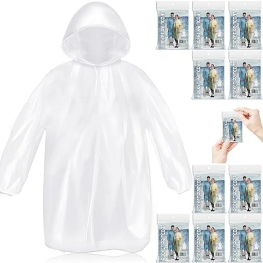 10 Pack Disposable Rain Ponchos for Adults, Card-Sized Emergency Ponchos Family Pack with Hood for Travel
10 Pack Disposable Rain Ponchos for Adults, Card-Sized Emergency Ponchos Family Pack with Hood for Travel