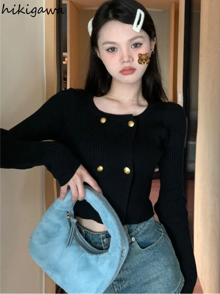 Double-breasted Sweater Jackets for Women Pull Femme Fashion Korean Fashion Knitted Cropped Cardigan Temperament Sueter Mujer
Double-breasted Sweater Jackets for Women Pull Femme Fashion Korean Fashion Knitted Cropped Cardigan Temperament Sueter Mujer