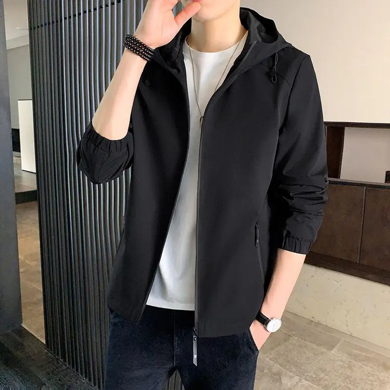 Casual Loose Hooded Jacket Men's Fashion Spring Autumn New Korean Style Outerwear Polyester Fiber Zipper Decoration Thin Fit
Casual Loose Hooded Jacket Men's Fashion Spring Autumn New Korean Style Outerwear Polyester Fiber Zipper Decoration Thin Fit