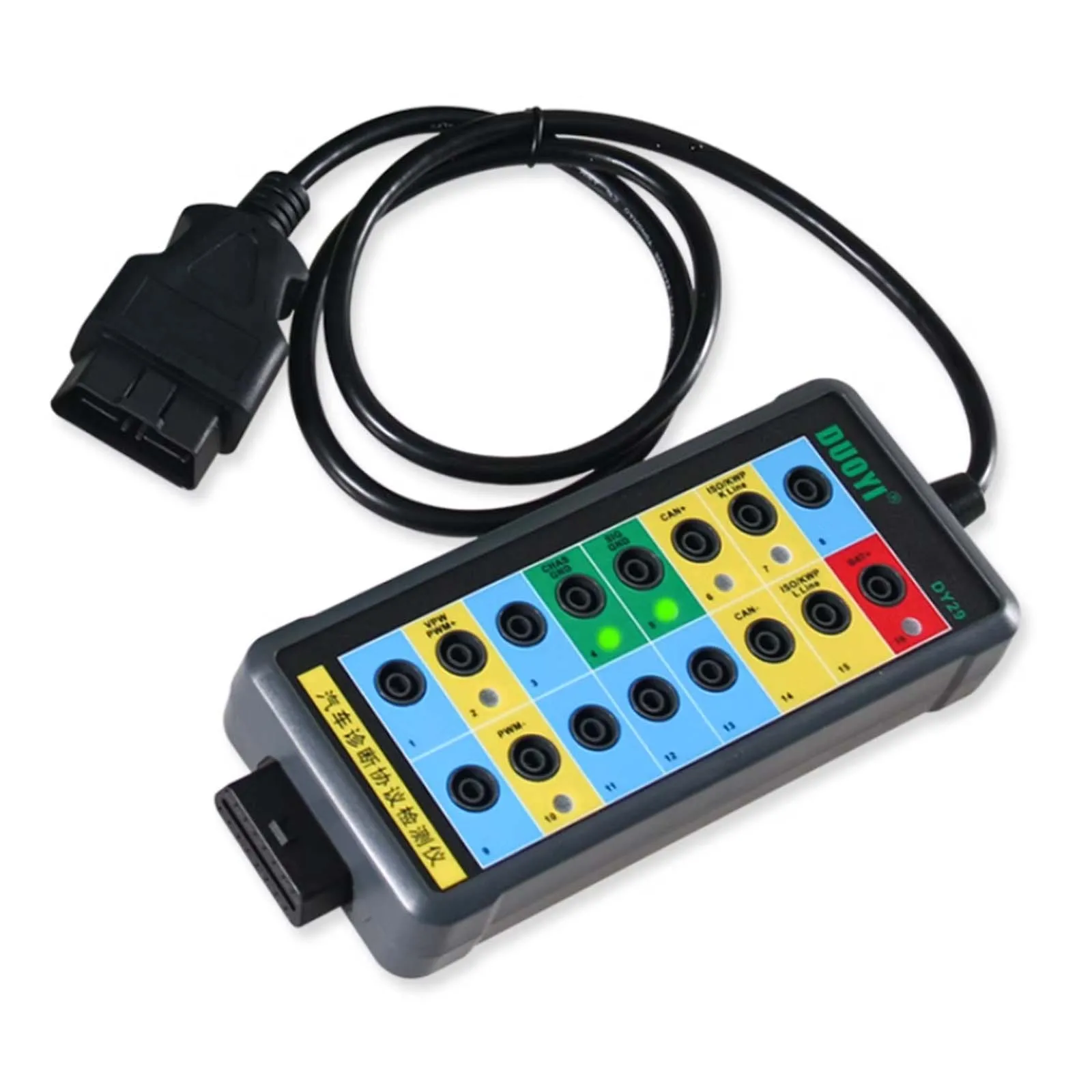 DY29 Automotive Diagnostic Protocol Detector, OBD2 Breakout Box Vehicle OBDII Interface Monitor Communication, 4mm Banana Jack
DY29 Automotive Diagnostic Protocol Detector, OBD2 Breakout Box Vehicle OBDII Interface Monitor Communication, 4mm Banana Jack