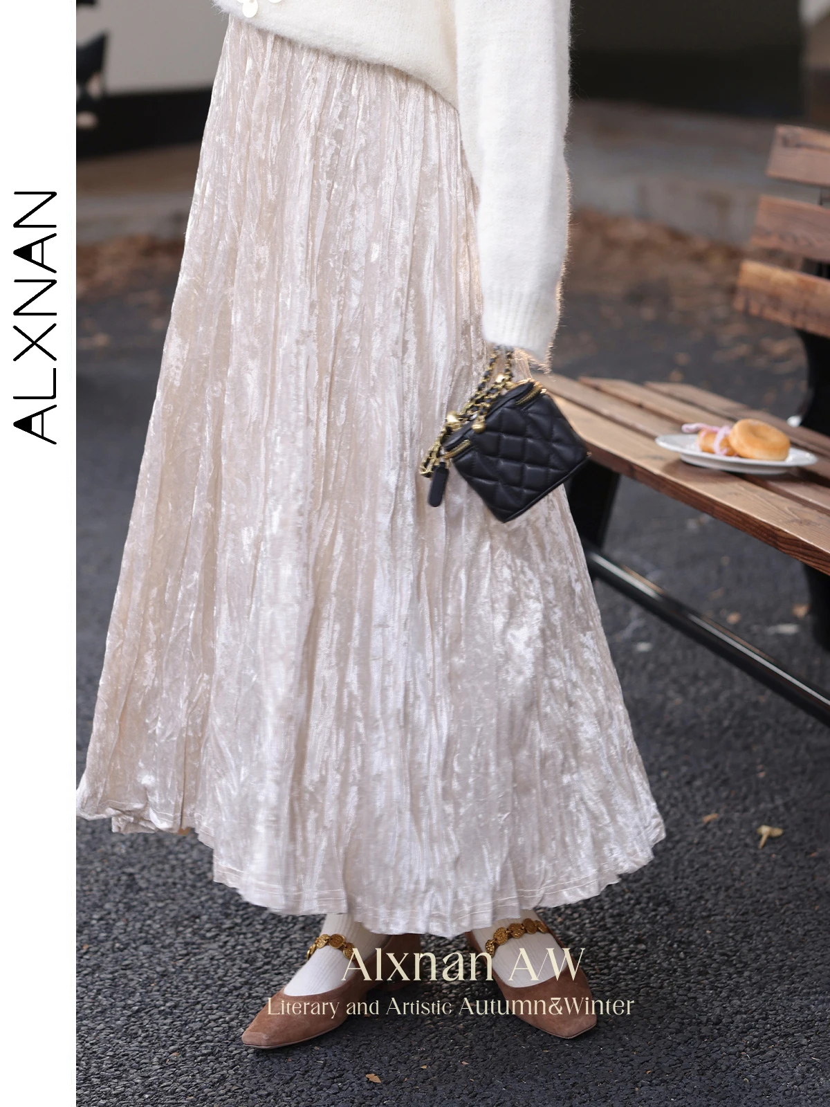 ALXNAN Women Champagne Skirts All-match A-line Elastic High Waist Velvet Midi Dress 2024 Fall Winter Elegant Bottom Woman L52670
ALXNAN Women Champagne Skirts All-match A-line Elastic High Waist Velvet Midi Dress 2024 Fall Winter Elegant Bottom Woman L52670