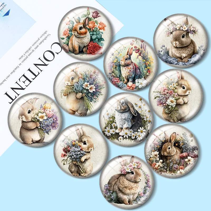 Rabbit flower 12/18/20/25mm glass cabochon bracelet pendant rings for jewelry demo earrings back Making findings
Rabbit flower 12/18/20/25mm glass cabochon bracelet pendant rings for jewelry demo earrings back Making findings