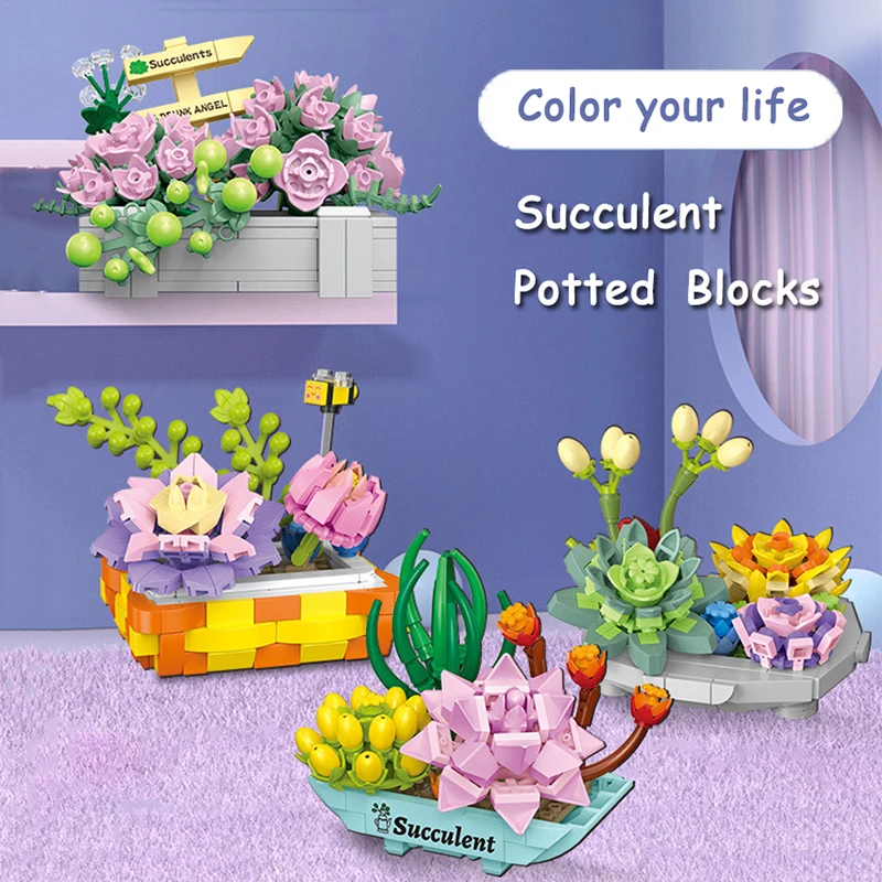 Simulation Potted Building Blocks Flowers and Plants Succulent 3D Model Decoration DIY Mini Puzzle Assembled Children's Toy Gift
Simulation Potted Building Blocks Flowers and Plants Succulent 3D Model Decoration DIY Mini Puzzle Assembled Children's Toy Gift