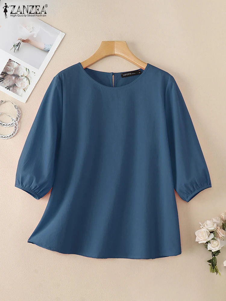 ZANZEA Women Summer Blouse Elegant Puff Sleeve O Neck Work Shirt Fashion Solid Loose Tops Female Holiday Blusas Casual Chemise
ZANZEA Women Summer Blouse Elegant Puff Sleeve O Neck Work Shirt Fashion Solid Loose Tops Female Holiday Blusas Casual Chemise