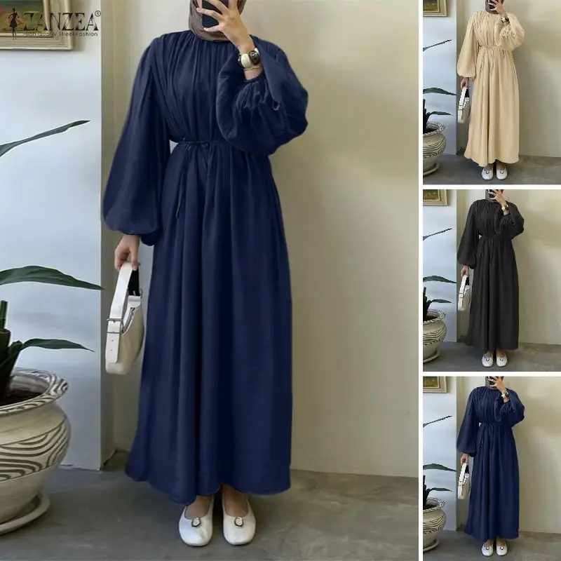 2026ZANZEA Elegant Women Long Lantern Sleeve Muslim Dress Abaya Solid Pleated Sundress Casual Loose Ramadan Robe Kaftan Vestidos
2026ZANZEA Elegant Women Long Lantern Sleeve Muslim Dress Abaya Solid Pleated Sundress Casual Loose Ramadan Robe Kaftan Vestidos