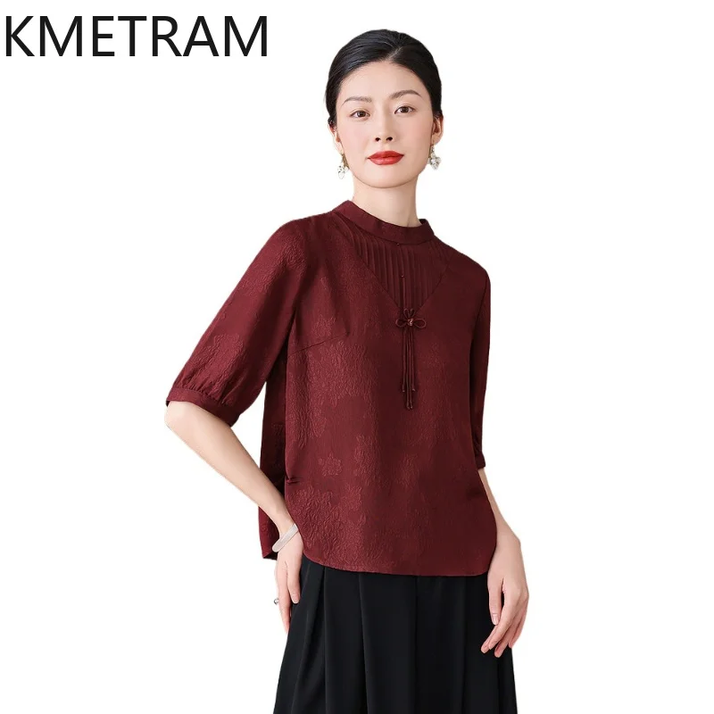 KMETRAM 100% Mulberry Silk Shirts for Women 2026 Spring Elegant Pleated Fringed Half-sleeve Blouse Woman Clothing Blusa Feminina
KMETRAM 100% Mulberry Silk Shirts for Women 2026 Spring Elegant Pleated Fringed Half-sleeve Blouse Woman Clothing Blusa Feminina