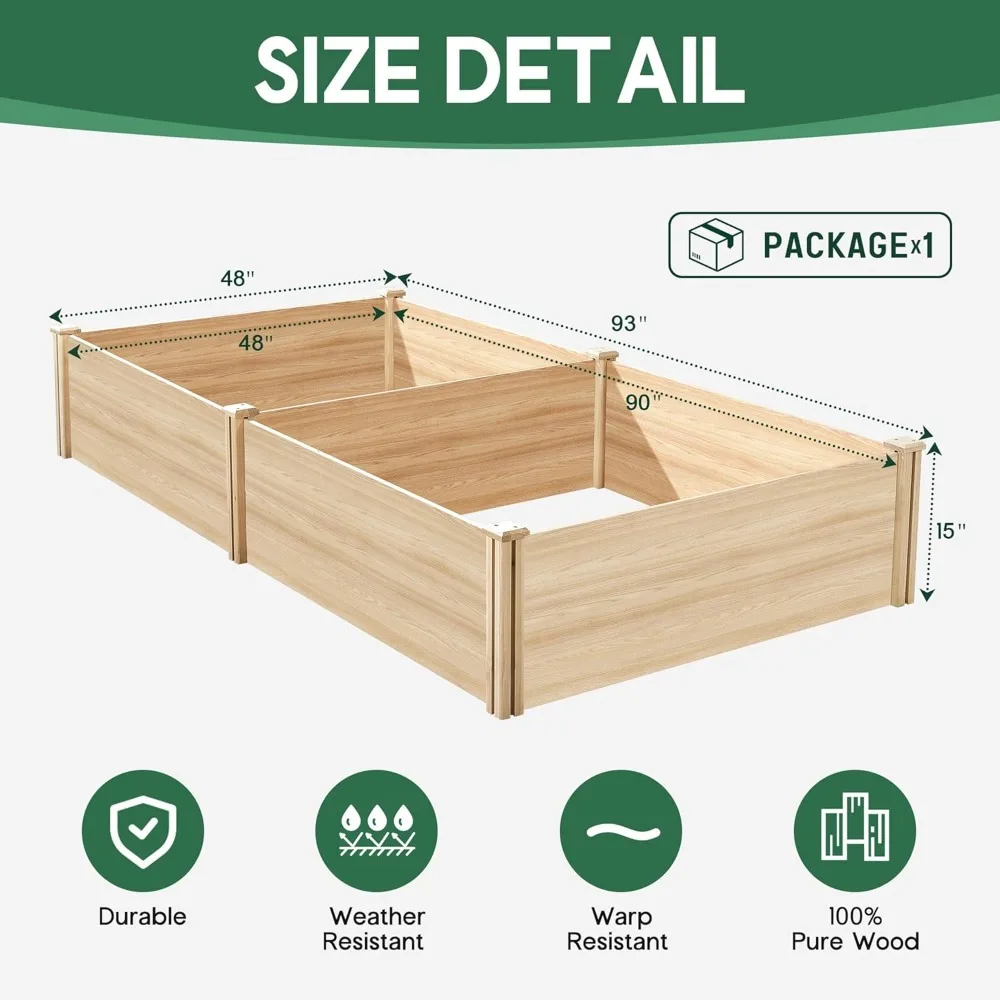 8x4 Ft Wooden Elevated Garden Bed with Durable 15-inch Deep Planting Box, Customizable
8x4 Ft Wooden Elevated Garden Bed with Durable 15-inch Deep Planting Box, Customizable