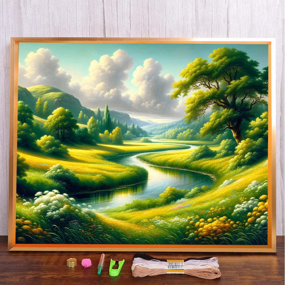 Spring River Printed Fabric Cross-Stitch DIY Embroidery Full Kit Painting Handicraft Sewing Needlework Design Counted Stamped
Spring River Printed Fabric Cross-Stitch DIY Embroidery Full Kit Painting Handicraft Sewing Needlework Design Counted Stamped