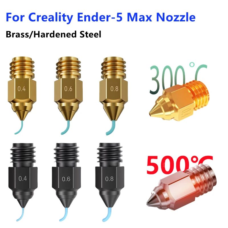 For Creality Ender-5 Max Brass/Hardened Steel Nozzle 0.2/0.4/0.6/0.8mm High Speed Hotend Nozzle For Ender-5 Max 3D Printer Parts
For Creality Ender-5 Max Brass/Hardened Steel Nozzle 0.2/0.4/0.6/0.8mm High Speed Hotend Nozzle For Ender-5 Max 3D Printer Parts