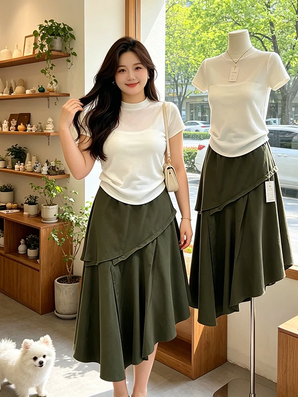plus Size Korean Style Micro Transparent Slim Fit Top And A-Line Skirt Set Women Summer New Slimming Two-Piece Set
plus Size Korean Style Micro Transparent Slim Fit Top And A-Line Skirt Set Women Summer New Slimming Two-Piece Set
