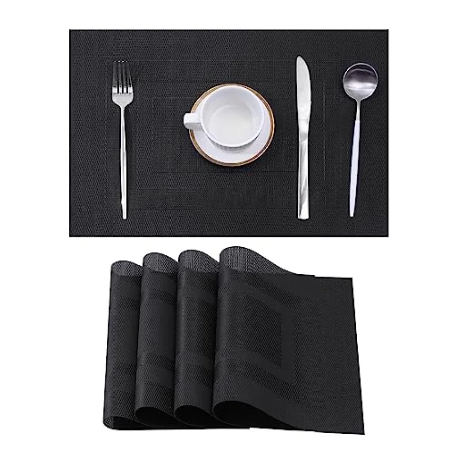 Black Frame Placemats - Heat Resistant Non-Slip Place mats for Dining Table, Washable Durable PVC Vinyl Woven Table Mats Black
Black Frame Placemats - Heat Resistant Non-Slip Place mats for Dining Table, Washable Durable PVC Vinyl Woven Table Mats Black