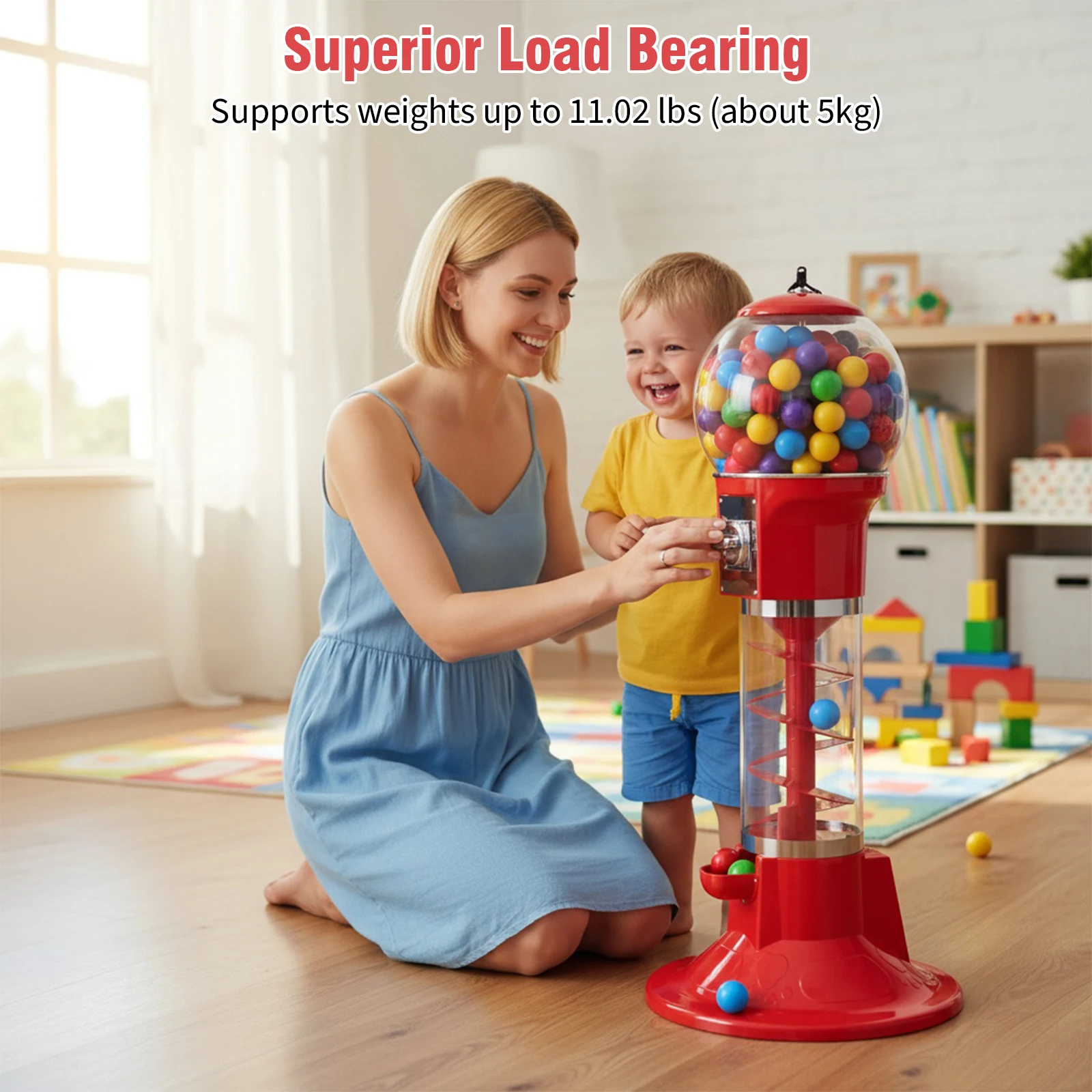 Coin Operated Vending Machine Large Capacity Standing Capsule Toys Dispenser for Candy Bouncy Ball Kids Toys Shopping Mall Decor
Coin Operated Vending Machine Large Capacity Standing Capsule Toys Dispenser for Candy Bouncy Ball Kids Toys Shopping Mall Decor