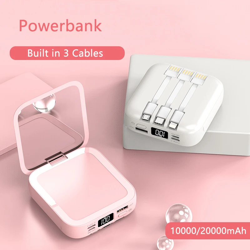 20000mAh Mini Power Bank with Cable Makeup Mirror Portable Charger Powerbank for iPhone 15 Samsung Xiaomi External Spare Battery
20000mAh Mini Power Bank with Cable Makeup Mirror Portable Charger Powerbank for iPhone 15 Samsung Xiaomi External Spare Battery