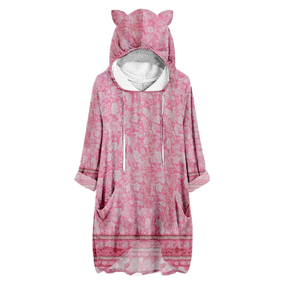 Women's Floral Printing Hoodie Loose Fashion Half Sleeve Casual Fashion Women Cat Ears Sweatshirt Hoodies
Women's Floral Printing Hoodie Loose Fashion Half Sleeve Casual Fashion Women Cat Ears Sweatshirt Hoodies