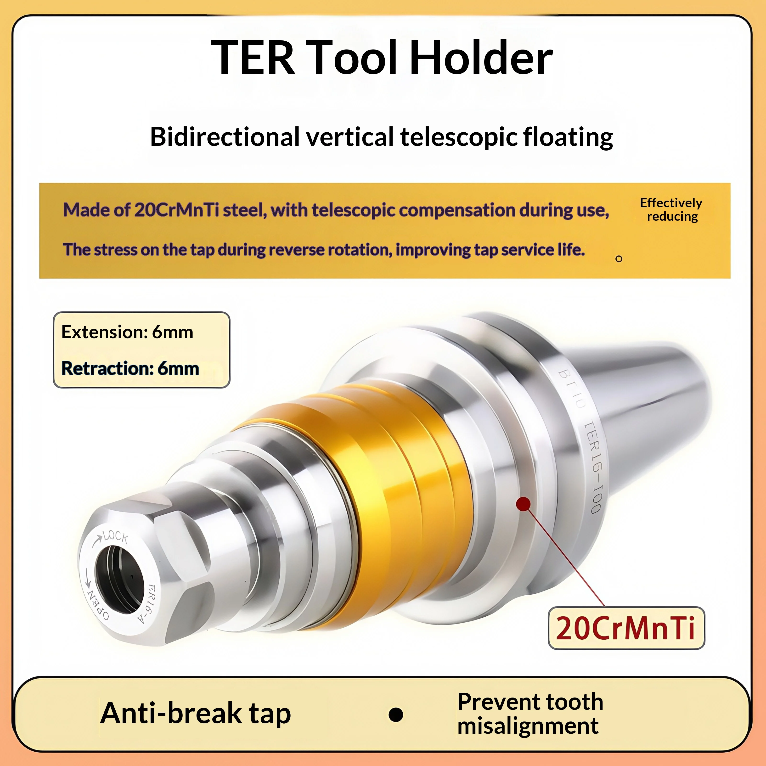 Tapping Chuck TER32 TER25 BT30 BT40 Tool Holder Collet Chuck Flexible Floating Tool Taps Chuck CNC Machine Tools Part
Tapping Chuck TER32 TER25 BT30 BT40 Tool Holder Collet Chuck Flexible Floating Tool Taps Chuck CNC Machine Tools Part