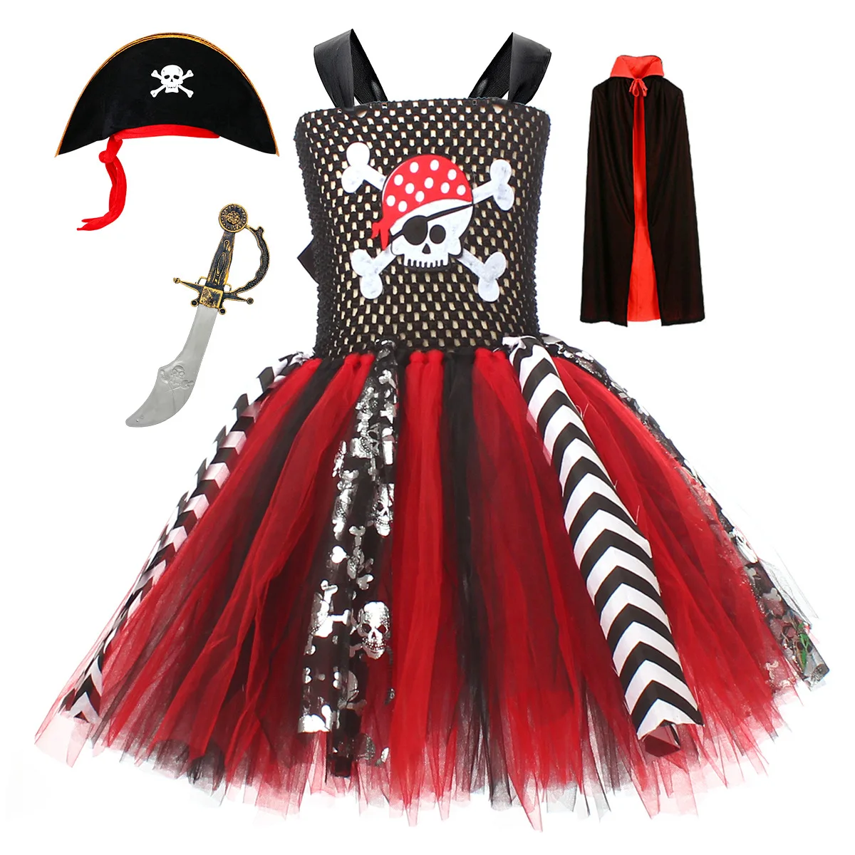 Kids Halloween Cosplay Tutu Dress Pirate Costume Puffy Skirt Caribbean Party Outfit Girls Halloween Pirate Costume Puffy Dress
Kids Halloween Cosplay Tutu Dress Pirate Costume Puffy Skirt Caribbean Party Outfit Girls Halloween Pirate Costume Puffy Dress