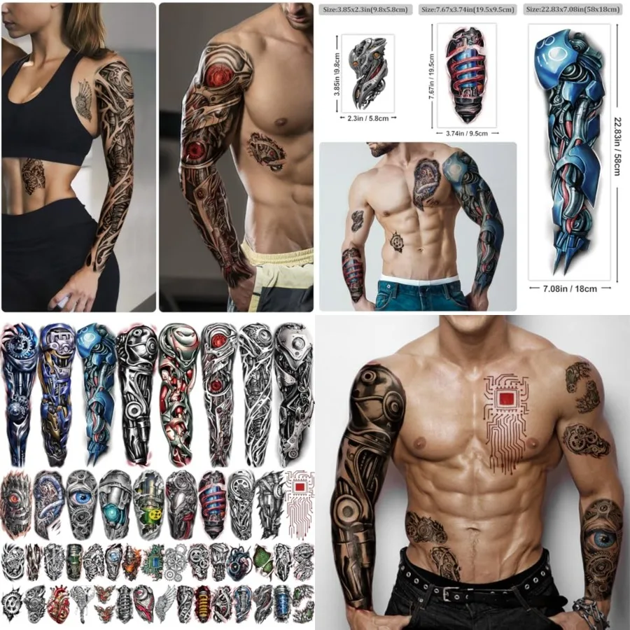 48 Waterproof Temporary Tattoos For Adult, Mechanical Temporary Tattoos for Men Women, Half Arm Robot Fake Tattoos Sleeve, Realistic Mechanical Half Arm Tiny Tattoo Sticker
48 Waterproof Temporary Tattoos For Adult, Mechanical Temporary Tattoos for Men Women, Half Arm Robot Fake Tattoos Sleeve, Realistic Mechanical Half Arm Tiny Tattoo Sticker