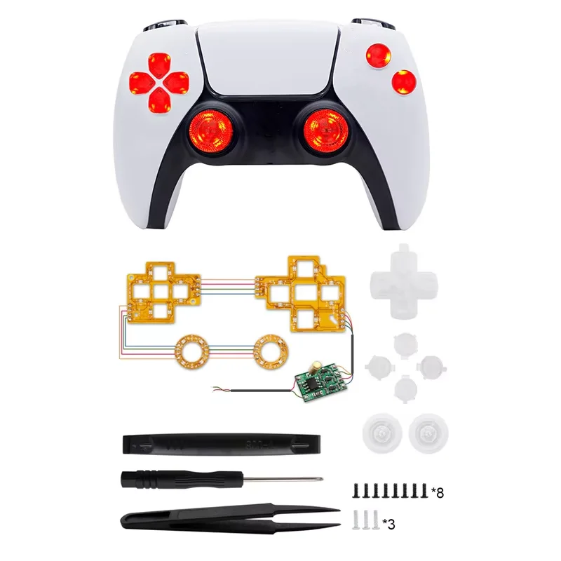 Высокое качество для беспроводного игрового контроллера PS5, модифицированная светодиодная цветная светоизлучающая плата с рокерным джойстиком, перекрестная клавиша ABXY
Высокое качество для беспроводного игрового контроллера PS5, модифицированная светодиодная цветная светоизлучающая плата с рокерным джойстиком, перекрестная клавиша ABXY
